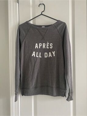 Ladies August Ink Apres All Day Gray Sweatshirt SZ S Super Cute